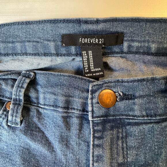 FOREVER 21 Women Skinny Jeans size 26 US Blue Mid Rise Stretch - Picture 8 of 11
